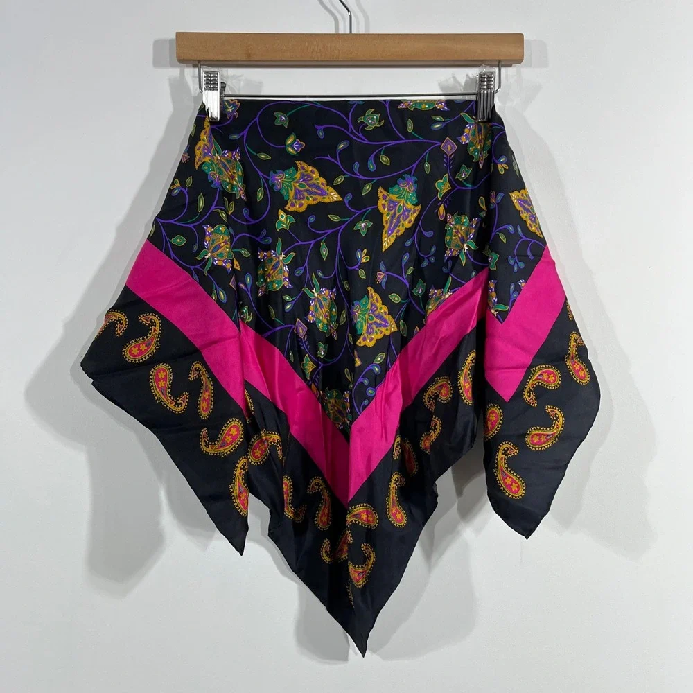 Bill Blass VTG 90s Silk Scarf Old Money Retro Paisley Floral Large Square 30x30